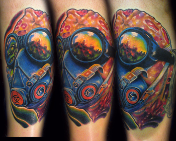 Tattoos - Josh Woods - Gas mask Bio 